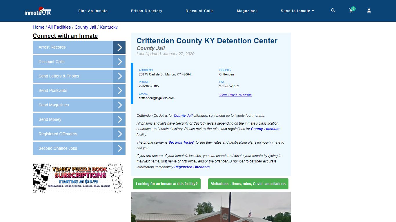 Crittenden County KY Detention Center - Inmate Locator - Marion, KY