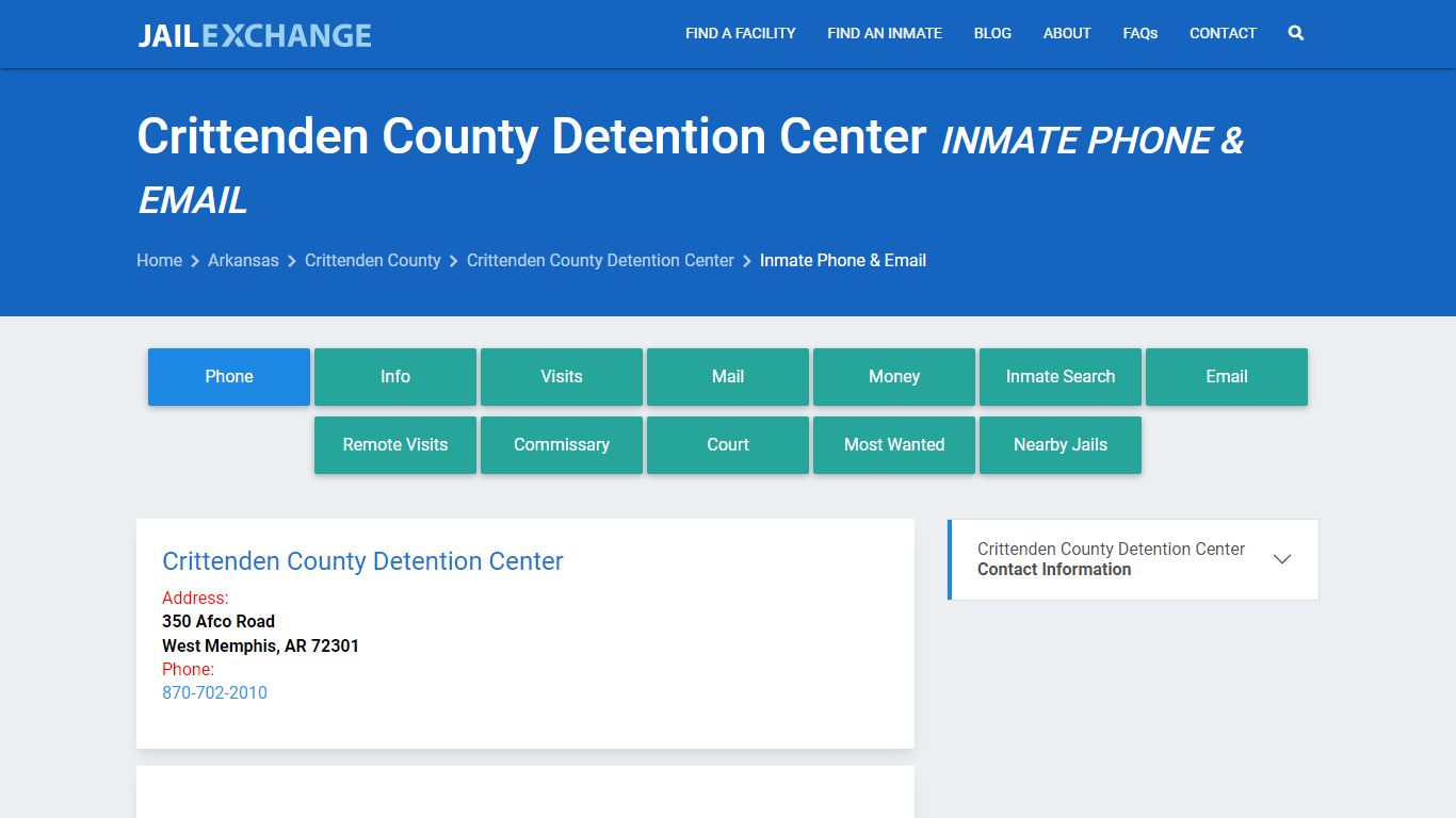 Inmate Phone - Crittenden County Detention Center, AR - Jail Exchange